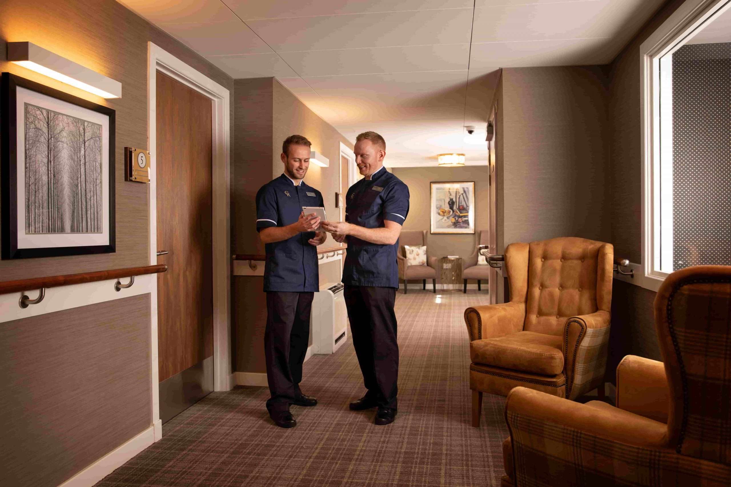 Edinburgh care home visitors with open arms Cramond Residence