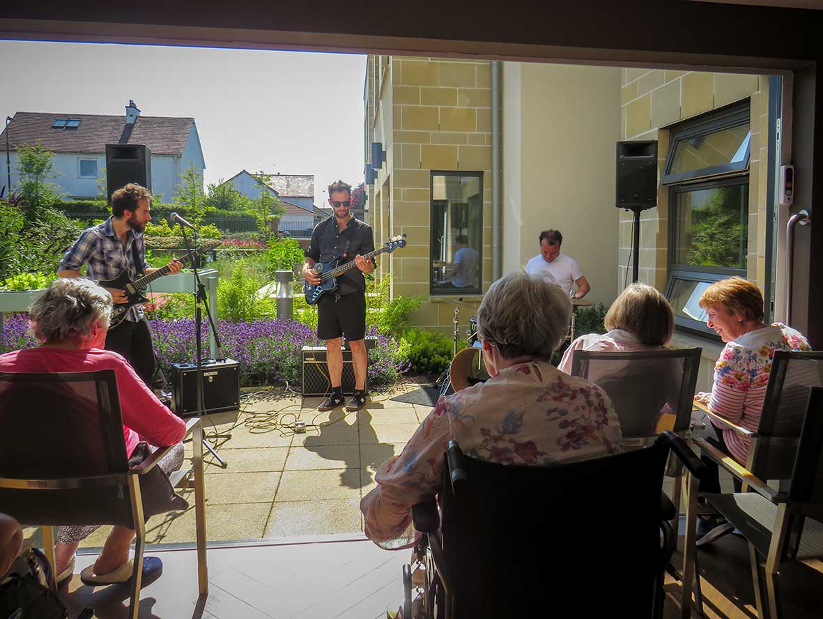 Blue band playing at Cramond residence