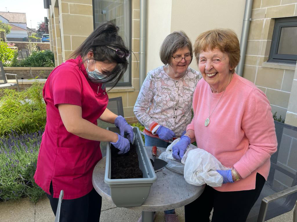 Residents planting